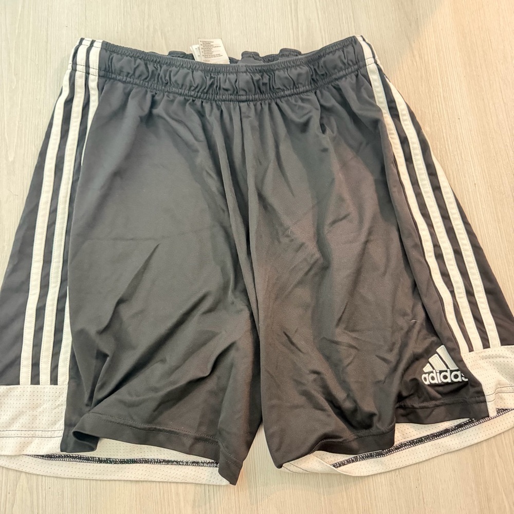 Adidas Men's Black and White Athletic Shorts